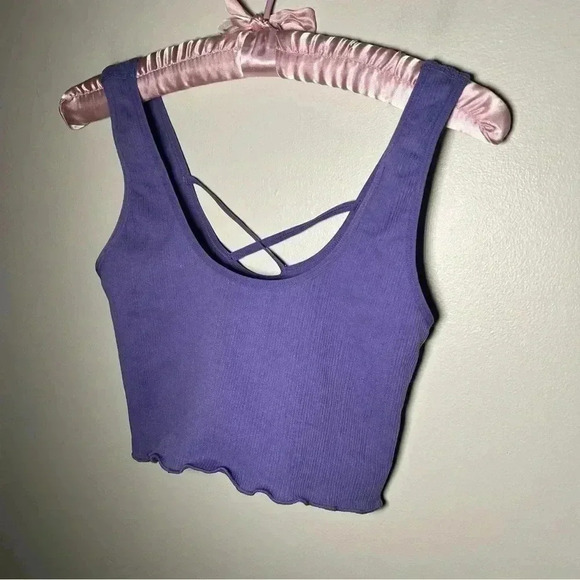 NWOT ABOUND Nordstrom ultraviolet ribbed cross back bralette M - Picture 2 of 5